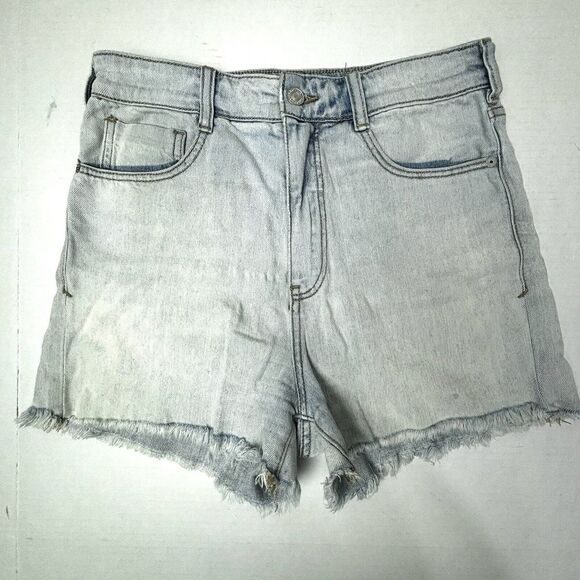 Anthropologie Pilcro Jean Shorts 27 Ultra High Rise Light Wash Denim Raw Cut Off - Picture 3 of 7